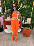 Sexy Solid Color Wrap Chest Overall 2 Piece Set GTYZ-7398