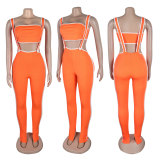Sexy Solid Color Wrap Chest Overall 2 Piece Set GTYZ-7398
