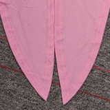 Solid Color Tie Up Wide Leg Pants Two Piece Set GTYZ-7003