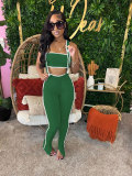 Sexy Solid Color Wrap Chest Overall 2 Piece Set GTYZ-7398