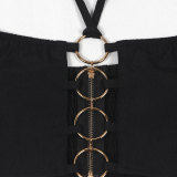 Sexy Holes Halterneck Two Piece Pants Set GTYZ-7436