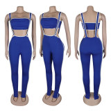 Sexy Solid Color Wrap Chest Overall 2 Piece Set GTYZ-7398