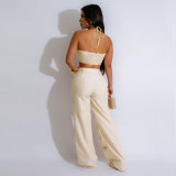 Sexy Holes Halterneck Two Piece Pants Set GTYZ-7436