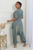 Loose Short Sleeve Denim Jumpsuit WXHY-XHY436
