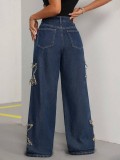 Star Tassel Raw Edge Loose Jeans WXHY-XHY4046