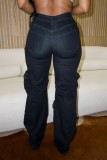 Tassel Rhinestones Straight Leg Jeans WXHY-XHY423