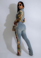 Vintage Lace Patchwork Denim  2-Piece Pants Set WXHY-XHY410