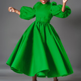 Plus Size Bubble Sleeve Big Swing Midi Dress GCZF-D491-C1