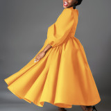 Plus Size Bubble Sleeve Big Swing Midi Dress GCZF-D491-C1