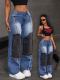 Fashion Patchwork Raw-edge Jeans WXHY-XHY4018