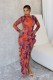 Print Backless Irregular Split Maxi Dress WXHY-XHY4038