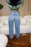 Patchwork Removable Loose Fit Straight Leg Jeans WXHY-XHY408