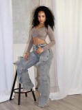 Removable Button High Waist Straight Jeans WXHY-XHY4003