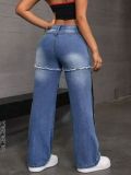 Fashion Patchwork Raw-edge Jeans WXHY-XHY4018