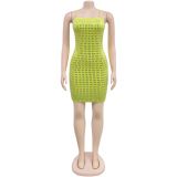 Rhinestone Backless Sexy Halter Dress BY-7243