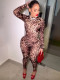 Leopard Print Zipper Slim One Piece Outfits CH-25013