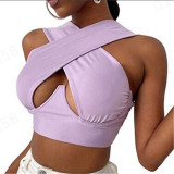 Crossover Hollow Out Sexy Wrap Top GXLF-1111