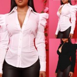 Long Sleeve Solid Color Shirt GSZE-ST24157