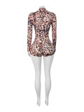 Leopard Print Zipper Slim One Piece Outfits CH-25013