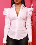 Long Sleeve Solid Color Shirt GSZE-ST24157