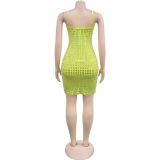Rhinestone Backless Sexy Halter Dress BY-7243