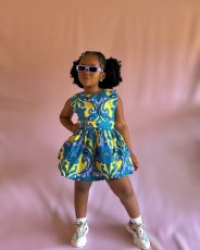 Kids Girl Print Sleeveless Big Swing Mini Dress GYAY-8119