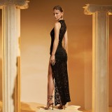 Lace Hollow Out High Split Maxi Dress GPBY-17145