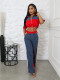 Color Block Zipper Drawstring Tops Pants Suit SFY-2798
