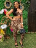 Leopard Print Sling Vest Two Piece Pants Set GFCF-1329