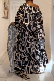 Plus Size Print Tie Up Big Swing Maxi Dress NY-10980