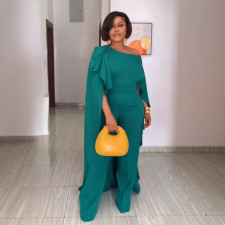 Plus Size Solid Color Cloak Wide Leg Jumpsuit NY-10985