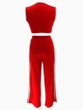 Sleeveless Solid Crop Tops Two Piece Pants Set SFY-2795