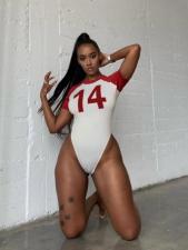 Color Block Print Short Sleeve Bodysuit GFCF-1325