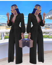 Solid Color Shirt Neck Jumpsuit(With Belt) SFY-8074