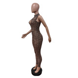Leopard Print Sleeveless Mesh Jumpsuit MEM-88623