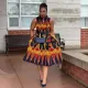 Plus Size Print Sleeveless Lapel Midi Dress NY-10730
