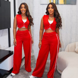 Sleeveless Solid Crop Tops Two Piece Pants Set SFY-2795