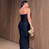 Sexy V Neck Pleated Wrap Chest Mini Dress GPBY-17151