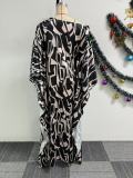Plus Size Print Tie Up Big Swing Maxi Dress NY-10980