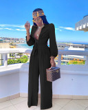 Solid Color Shirt Neck Jumpsuit(With Belt) SFY-8074