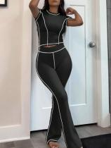 Fashion Sport Yoga Short Sleeve Pants Skinny Suit GBGF-5062