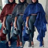 Plus Size Casual Satin Loose Poncho Blouse NY-10981