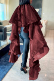 Plus Size Casual Satin Loose Poncho Blouse NY-10981