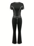 Fashion Sport Yoga Short Sleeve Pants Skinny Suit GBGF-5062