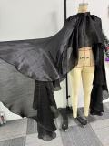 Plus Size Casual Satin Loose Poncho Blouse NY-10981