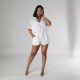 Casual Hollow Out Tie Up Three Shorts Set QXTF-5101