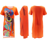 Print Short Sleeve Casual Midi Dress SFY-2504