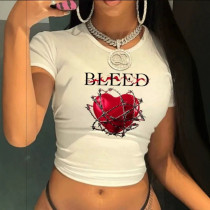 Casual Heart Printed T-Shirt GXJL-ZW114547B