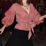 Plus Size V-neck Bubble Sleeve Big Bow Blouse GMLF-3319