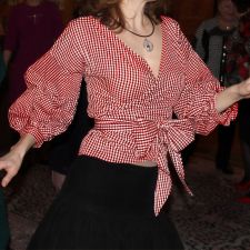 Plus Size V-neck Bubble Sleeve Big Bow Blouse GMLF-3319